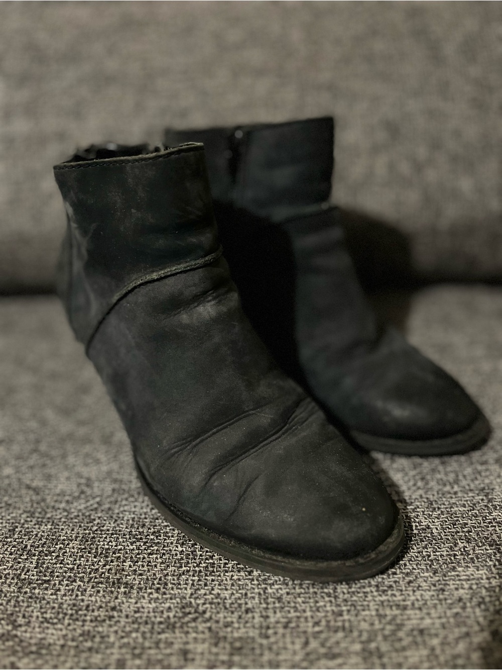 Tesori Dark Blue Ankle Booties with Side Zip